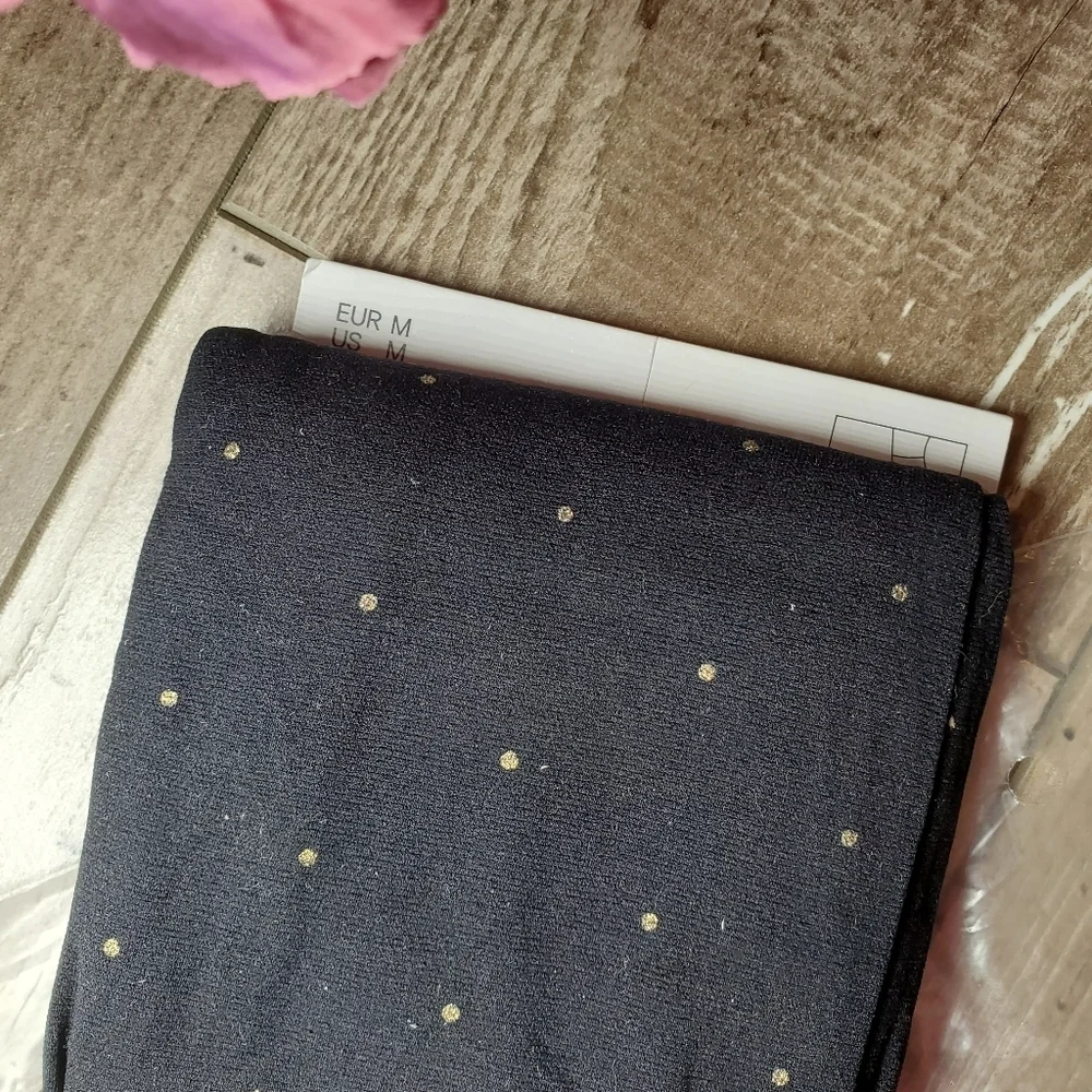 NWT H&M Black and Gold Glittery Polka Dot Tights Size Medium